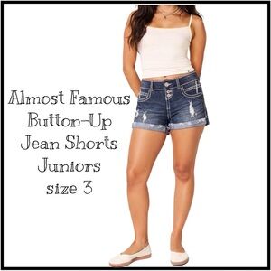 Almost Famous Button-Up Jean Shorts Juniors 3